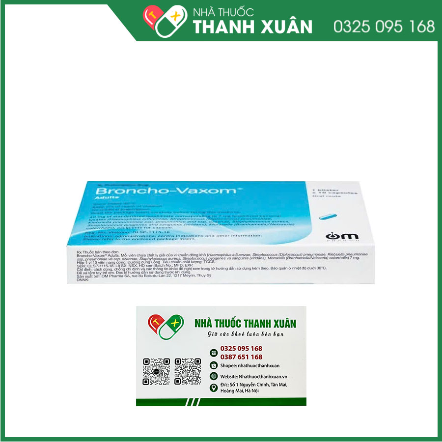 Broncho-Vaxom Adults giúp tăng cường miễn dịch đường hô hấp cho người lớn